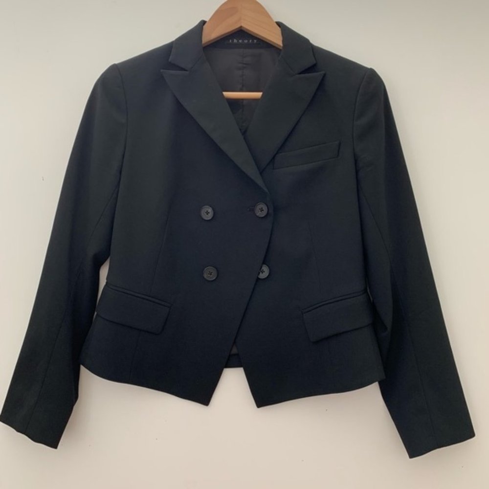NWOT Theory Double Breasted Black Sz 4